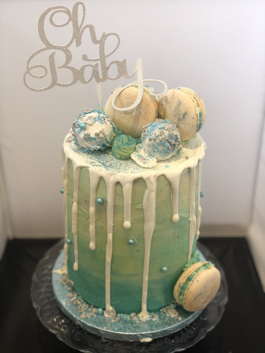 #mybabyshowercake 
3 cakes (2x amazing recipes used - ultimate chocolate cakes(love this recipe!)  - <a href="/TheBoyWhoBakes/">Edd Kimber</a> &amp; 1x <a href="/peggyporschen/">Peggy Porschen</a>  vanilla raspberry sponge)  
Yum yum 
Plus some macaroons and cake balls and <a href="/ScrumptiousHQ/">ScrumptiousSprinkles</a> Sprinkles for decoration🥳🤰🏻💙