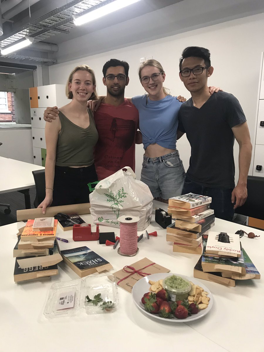 QUTEship's tweet photo. We’re having fun with #TheUnknownProject at @qutfoundry tonight, with their book 📚wrapping & clue ✍️writing gathering. It’s great to have a chat & wrap for this social enterprise #socent which sells these pre-loved books to help some of the world’s most vulnerable young people🙌 https://t.co/22v4pYpOek