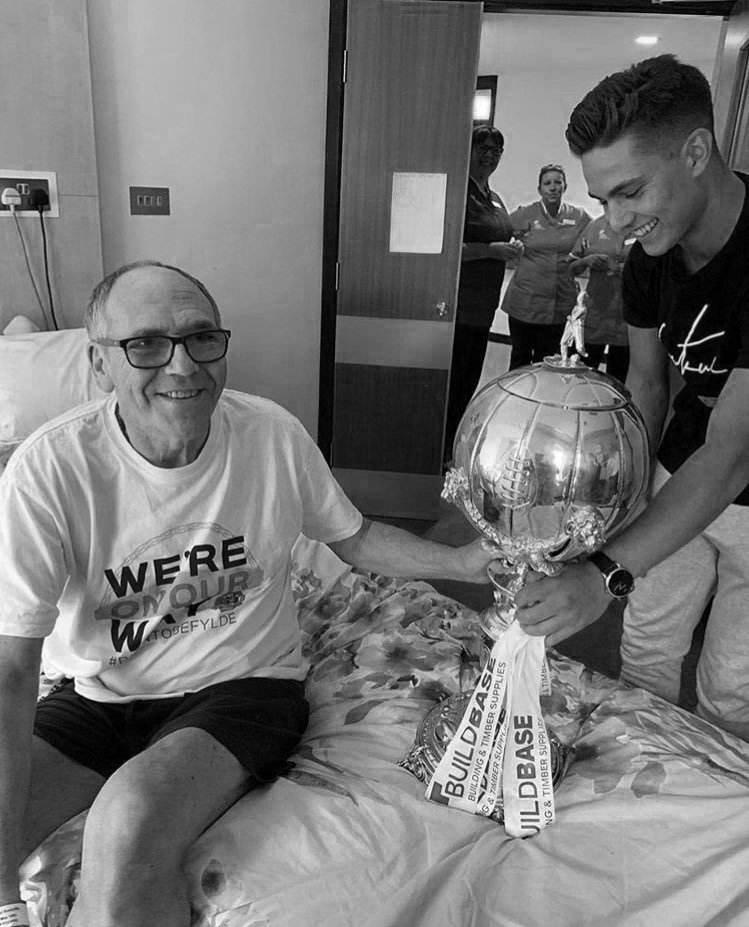 AFCFylde's tweet photo. Sad news has reached us that AFC Fylde fan Paul Radcliffe passed away yesterday morning.

Paul and his family have been the sponsor for Nick Haughton this season and last, and we were even able to visit Paul at Trinity Hospice with the Trophy back in May.

Rest in peace, Paul 🙏 https://t.co/tYrtjNXPxI