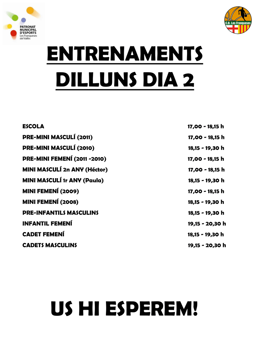 Recordem que el proper dilluns dia 2 de setembre comencen els entrenaments! Us hi esperem a tots! #CBLF