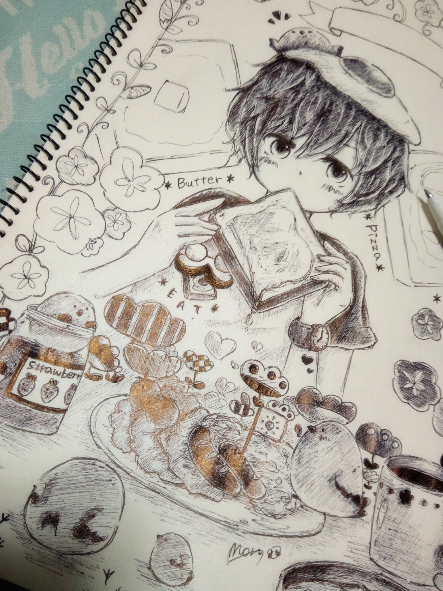 芋もんぶらん 絵描きさん またなんかボールペンでガリガリ描いてます 3 ヽ イラスト Illust 制作中 絵描きさんと繋がりたい イラスト好きな人と繋がりたい 絵師さんと繋がりたい オリジナル Original 男の子 Boy 食パン 擬人化 鳥