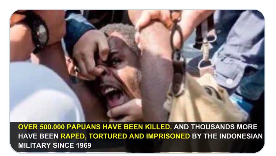 MambryGWakum's tweet photo. Over 500.000 Papuans have been
killed,and thousands more
have been raped, tortured and
imprisoned by the Indonesian
Military since 1969
=====☆=====☆=====☆=====☆
#WestPapua
#WestPapuaUprising
#StandUp4WestPapua
#SelfDetermination
#Decolonisation2019
#ReferendumYes https://t.co/32k7hFQBzd