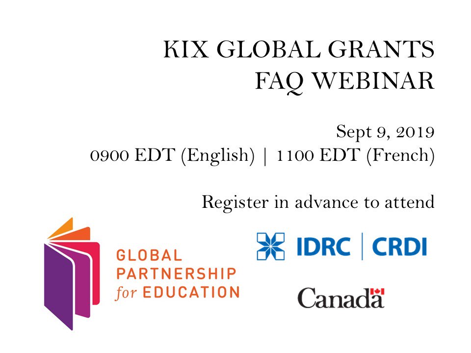 Submit questions about the #KIXEducation Global Grants call by September 4 and tune into an FAQ webinar on September 9. Register now: ow.ly/U6cl30po3oq #SDG4 <a href="/GPforEducation/">Global Partnership for Education</a>