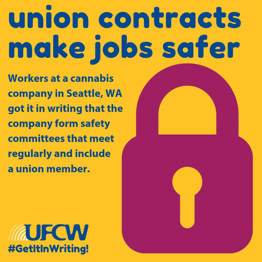 UFCW's tweet image. This #LaborDay, let&apos;s celebrate the value of a union contract. What would make your workplace or your life better? Speak up &amp;amp; fight to #GetItInWriting. Our union has some great examples of how workers have come together to make change happen in their jobs! ow.ly/4lFq50vMibo