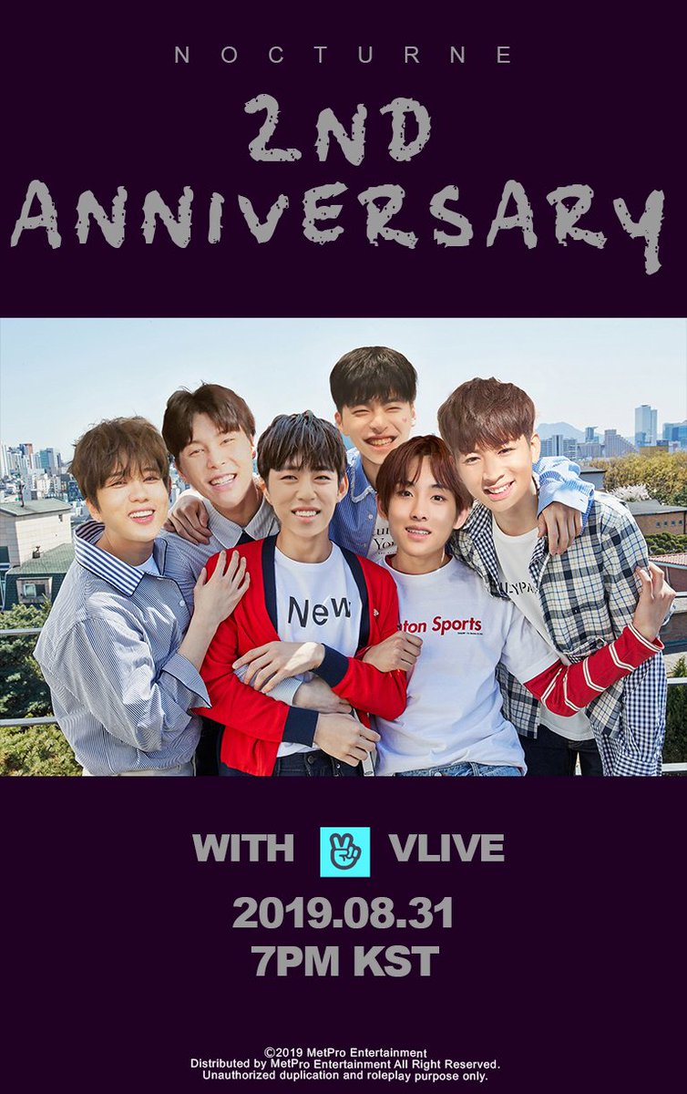 ㅤㅤㅤㅤㅤDon't miss it!

ㅤㅤㅤㅤNOCTURNE V-Live
ㅤㅤㅤSpecial 2nd Anniversary

ㅤ📌 2019.08.31
ㅤ🕗 7 PM KST
ㅤ
ㅤ