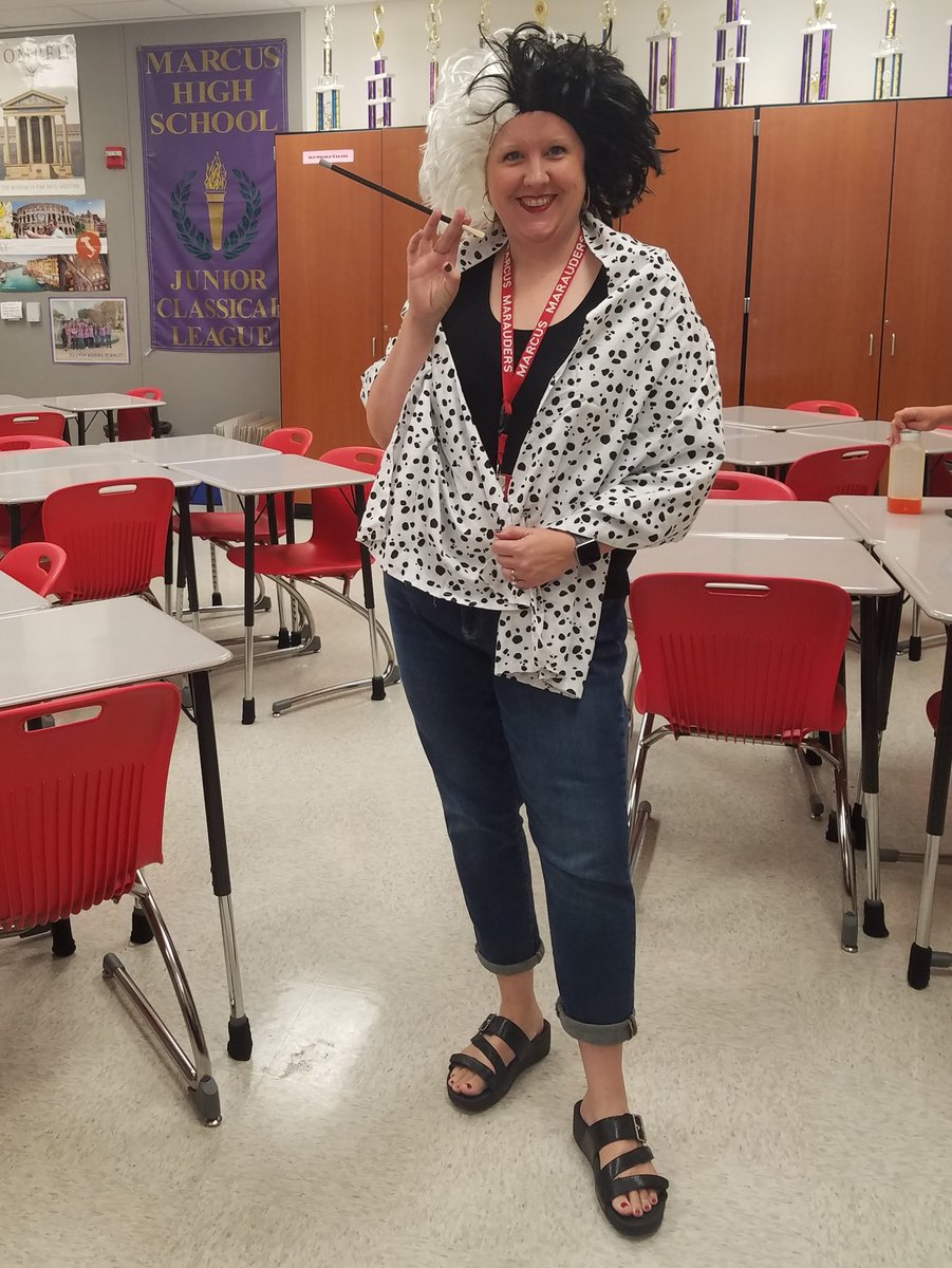 Its Disney day at <a href="/marcusstuco/">marcusstuco</a> <a href="/Marcus_HS/">Marcus High School</a> Cruella is teaching today.