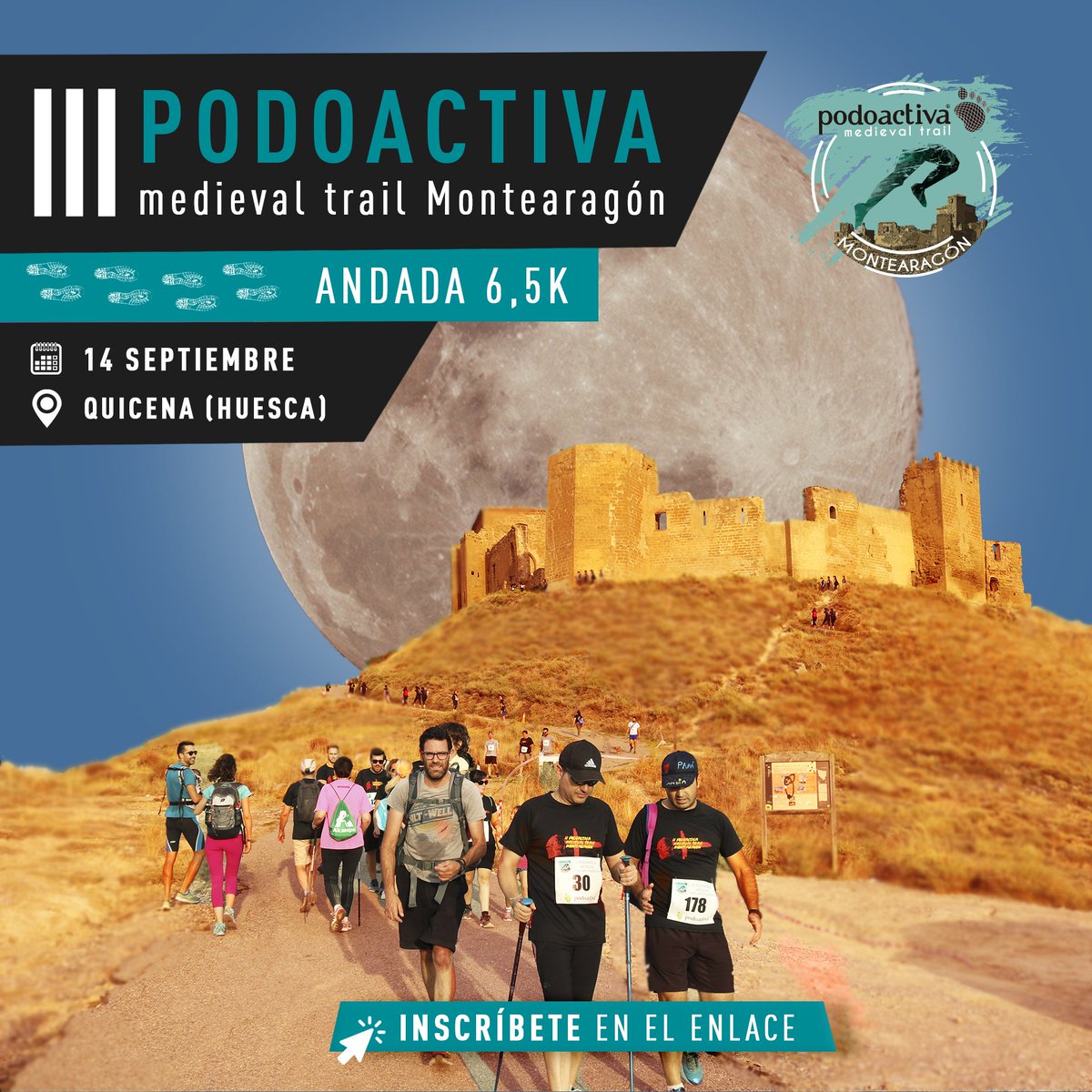 Podoactiva's tweet photo. #ANDADA 6,5 KM | Caminando por la rehabilitación del #CastilloDeMontearagón.

Otro año más, volvemos a la #Quicena “medieval” para recorrer su #castillo en una #AndadaPopular. #Huesca 

🚶‍♂️🚶‍♀️ Recorrido apto para todos los públicos

📝 Inscripciones en: https://t.co/y3lWkwSYUz https://t.co/2AZ7w3XBKc