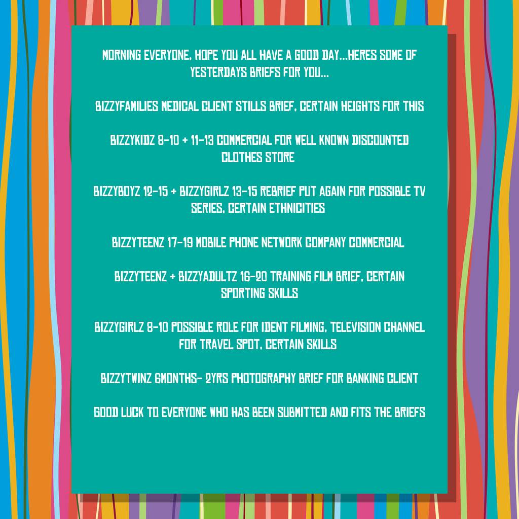 BizzyAgency's tweet photo. #bizzykidz #bizzykidzagency #teambk #gobk #bizzytalent #childtalent #bizzyartists #childactor #childmodel #bizzygirlz #bizzyboyz  #bizzyadultz #bizzyteenz #bizzybabies #bizzytwinz #submissions #summary #briefs #goodluck #fingerscrossed #bizzykidzlondon https://t.co/Hc31Qe5Um0