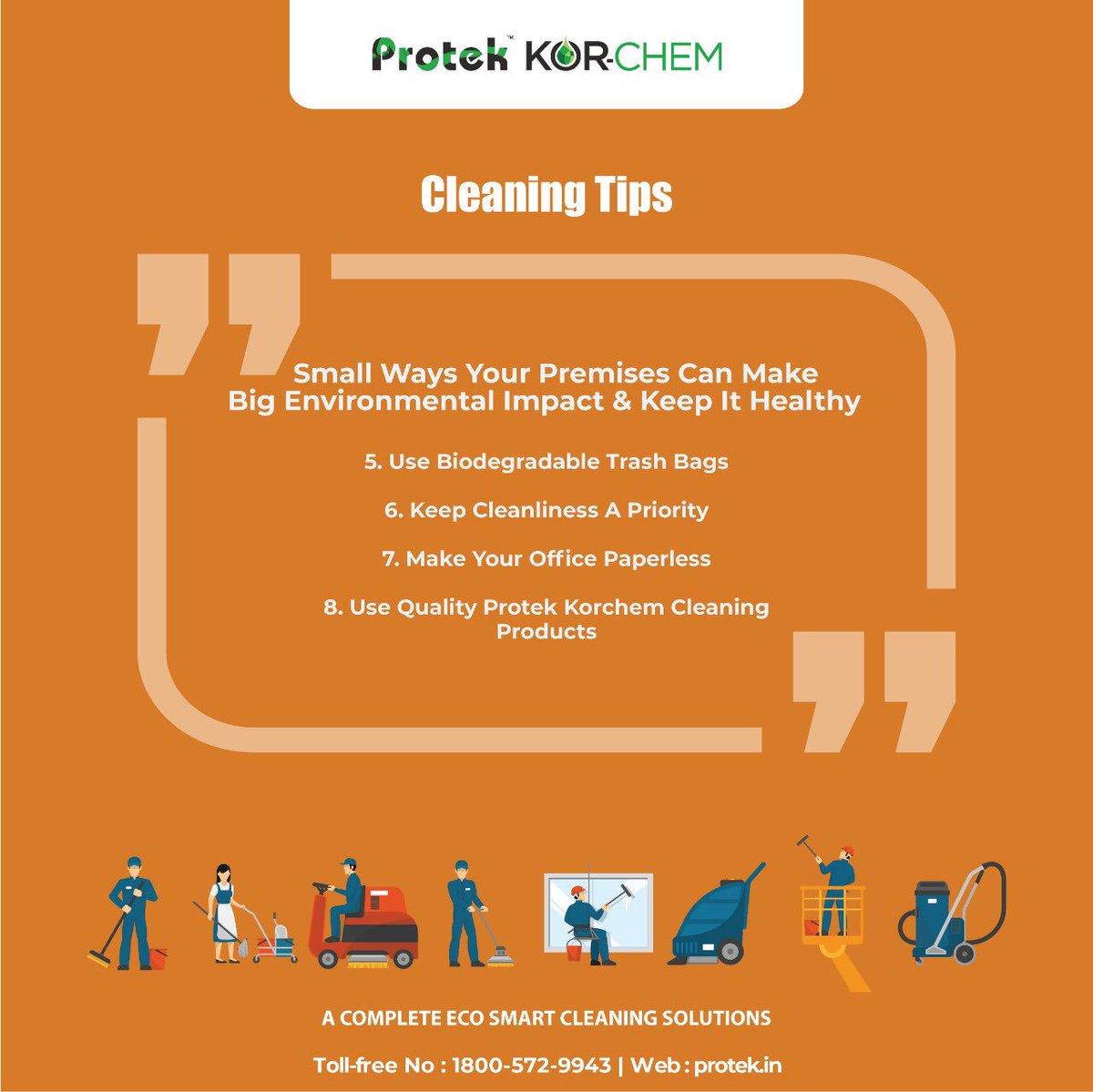 ProtekKorchem's tweet photo. #SmallWays Your #Premises Can Make Big #Environmental #Impact & Keep It #Healthy
https://t.co/f5nlnVFkcV | 1800 572 9943
#HouseKeeping #FacilityManagement #HotelCleaning #HotelsIndia #CleanersIndia #CleaningService #DeepCleaning #HospitalsIndia #MaintainceDepartment #Purchase https://t.co/6g2IJwUred