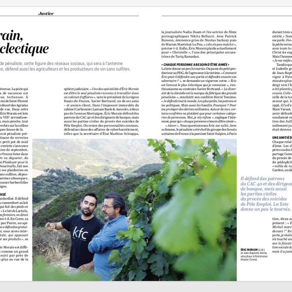 appvinnaturel's tweet photo. 📰 Le magazine « La Vie » consacre quelques pages à l’avocat des avocats, que tout amateur de vin naturel 🍇 connaît. Un article intitulé : @EricMorain , avocat éclectique. Nous en profitons pour rappeler ô combien cet homme est essentiel au vin naturel ! https://t.co/c3rHSYQyZO https://t.co/9UhhknlVsN