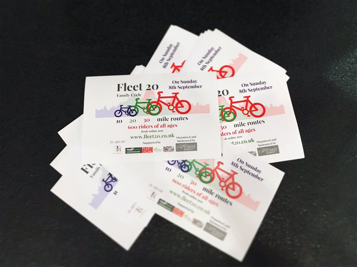 Not long until the Fleet 20 Family cycle is here! 

Get your entries in now at fleet20.co.uk

Available for all ages with 3 different cycle routes.