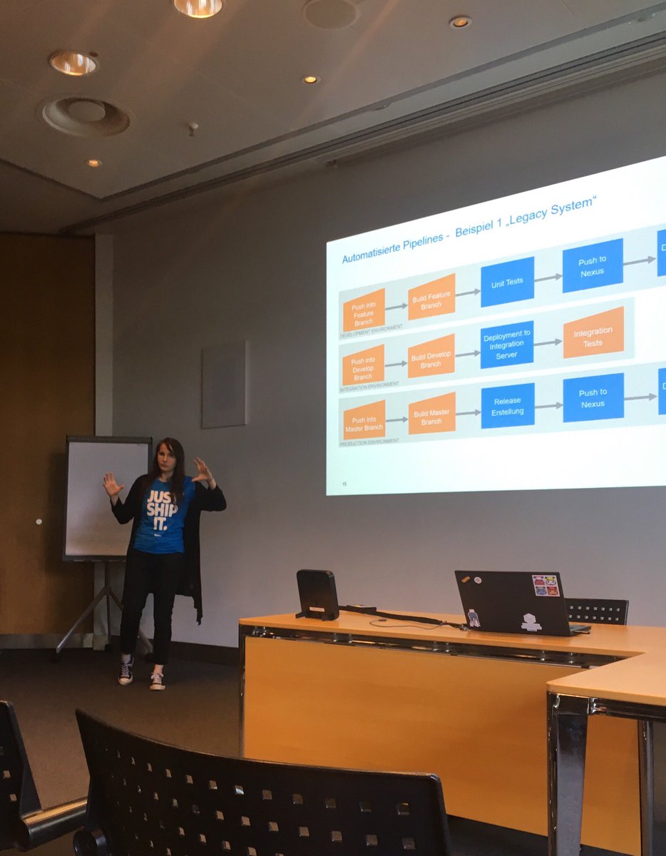 StephanStapel's tweet photo. Katja und @ak_arndt berichten darüber, wie Hermes vom Continuous Delivery-Virus infiziert wurde. Warum Pipelines nicht alles sind... Otto Group Developer Conference 2019 #ogdev https://t.co/4TURK6hexg
