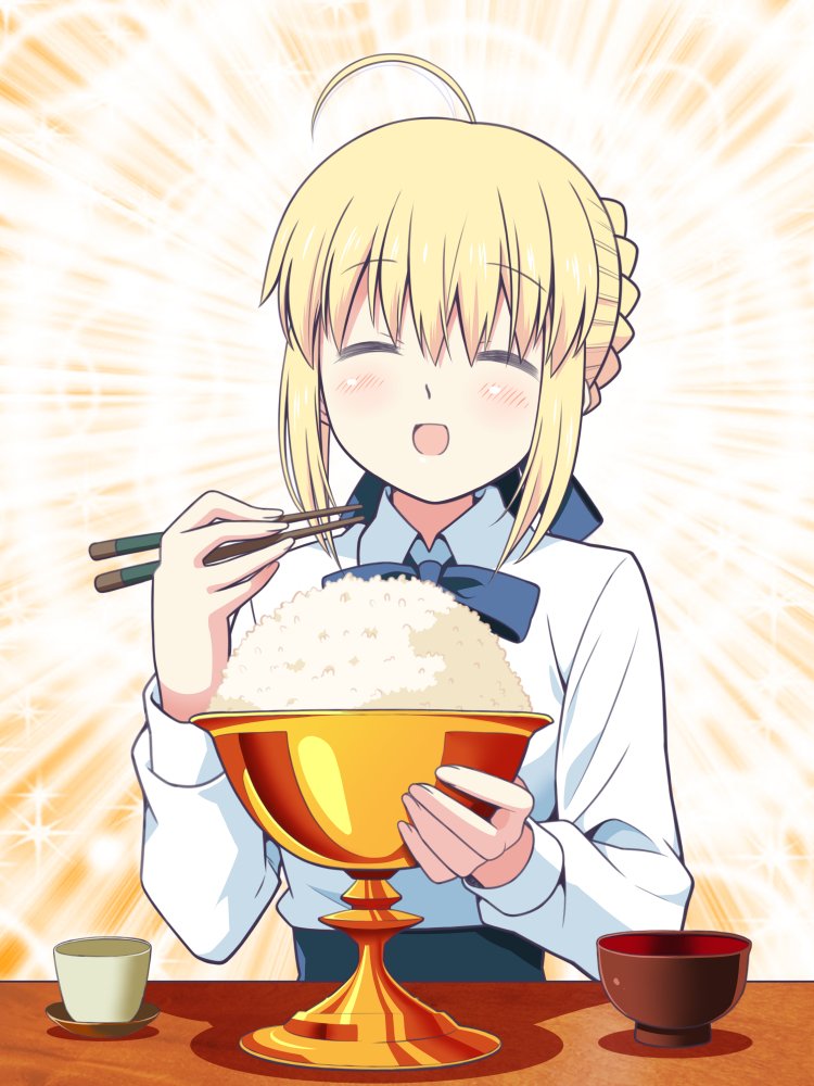 Fgo 満面の笑みで聖杯ごはんを食すセイバーさん