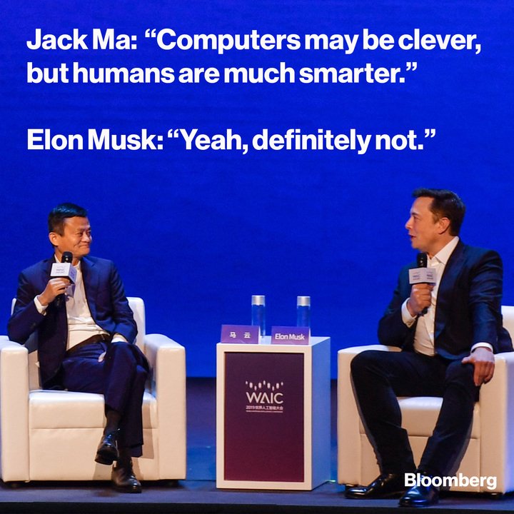 Bloomberg on Twitter: "Elon Musk and Jack Ma matched wits publicly for the  first time, and they didn't disappoint https://t.co/BZ5XImfB9t  https://t.co/UuaCo5YGPz" / Twitter