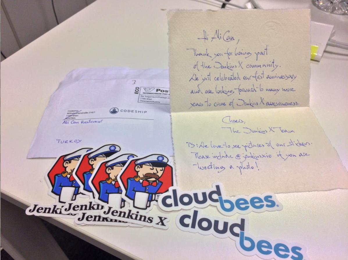 thank you for little gifts. we are warriors of jenkins.
@CodeShip @jenkinsxio @CloudBees
#jenkinsx #k8s