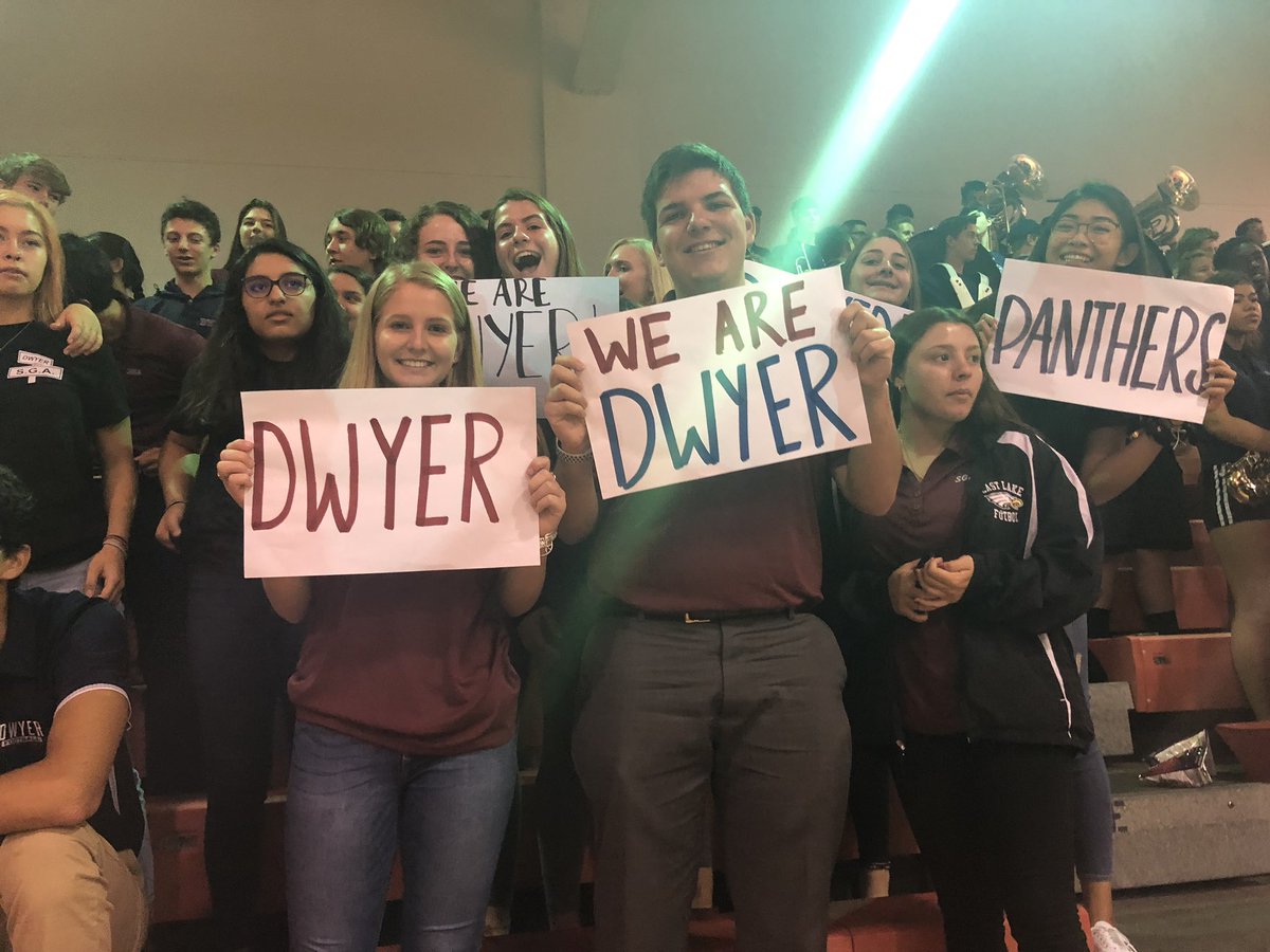 MadelineTV's tweet photo. SGA for Dwyer High School is awake and peppy for our Friday Night Rivals pep rally! @CBS12 https://t.co/EIaS50GJsG