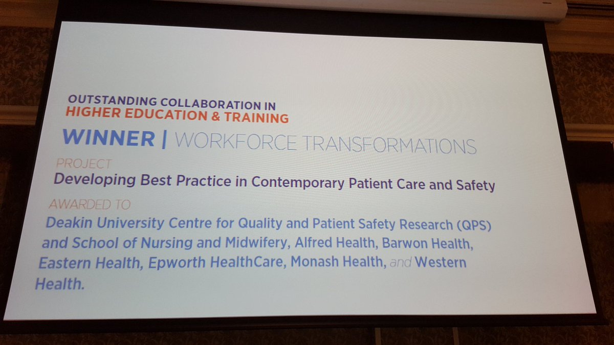 Brilliant outcome for 20+ years of close partnering with health services to improve patient outcomes #deakinqps #Alfred #deakin #monash #westernhealth #barwon #epworth #easternhealth