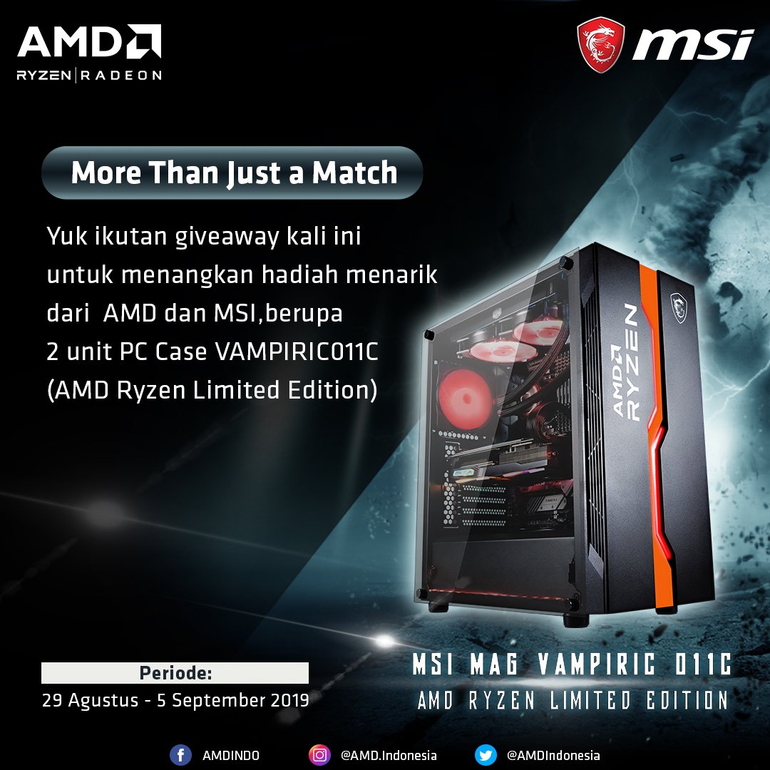 AMDIndonesia's tweet photo. Caranya? Gampang! Yuk segera ikuti syarat dan ketentuan giveaway selengkapnya di https://t.co/ciqgxMrl42
#VAMPIRIC011C #MSIChassis #AMD https://t.co/cQ53bRoxkI
