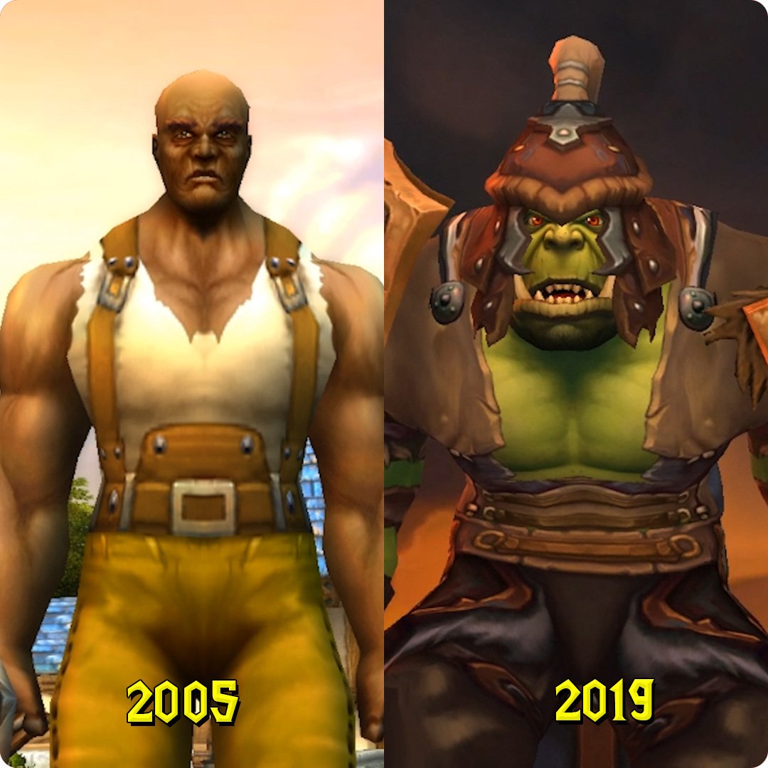 figgehn's tweet photo. Throwback Thursday: My first World of Warcraft character in 2005 - Human Warrior named Figge, and also a picture of him in 2019 #ToastToWarcraft #ThrowbackThursday #ad https://t.co/8hjGuLSio5 https://t.co/SiKiPCyy11