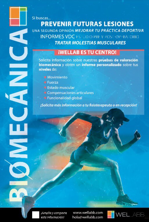 wellabb's tweet photo. 🌐En #WELLABB ponemos a tu disposición servicios exclusivos para hacer tu práctica clínica diaria mucho más eficaz! Tendrás a tu disposición nuestra Unidad de #Biomecánica con la última tecnología de #valoraciónfuncional ... https://t.co/HiMQQ6FfwZ