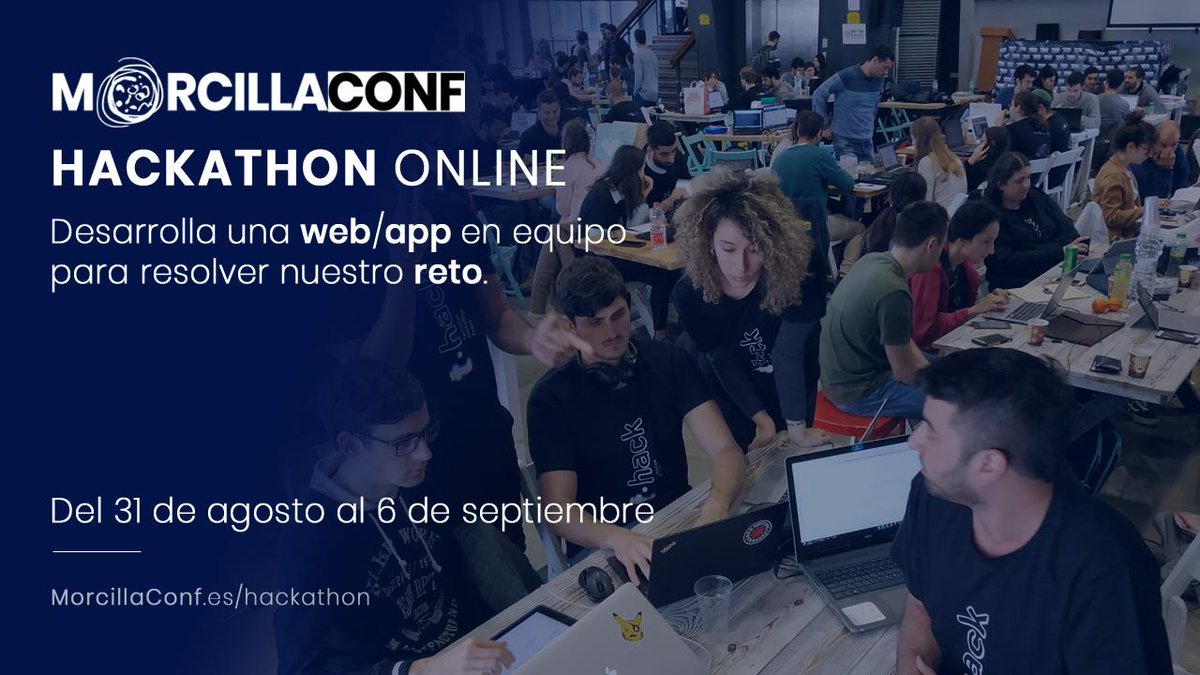 📢 Últimas 24 horas para apuntaros al #Hackathon #Online del #MorcillaConf Crea un equipo de entre 2 y 4 personas, que les guste #programar y #diseñar soluciones tecnológicas.
¡Tendréis 6 días para desarrollar una app/web y ganar nuestro reto! 
+Info morcillaconf.es/hackathon