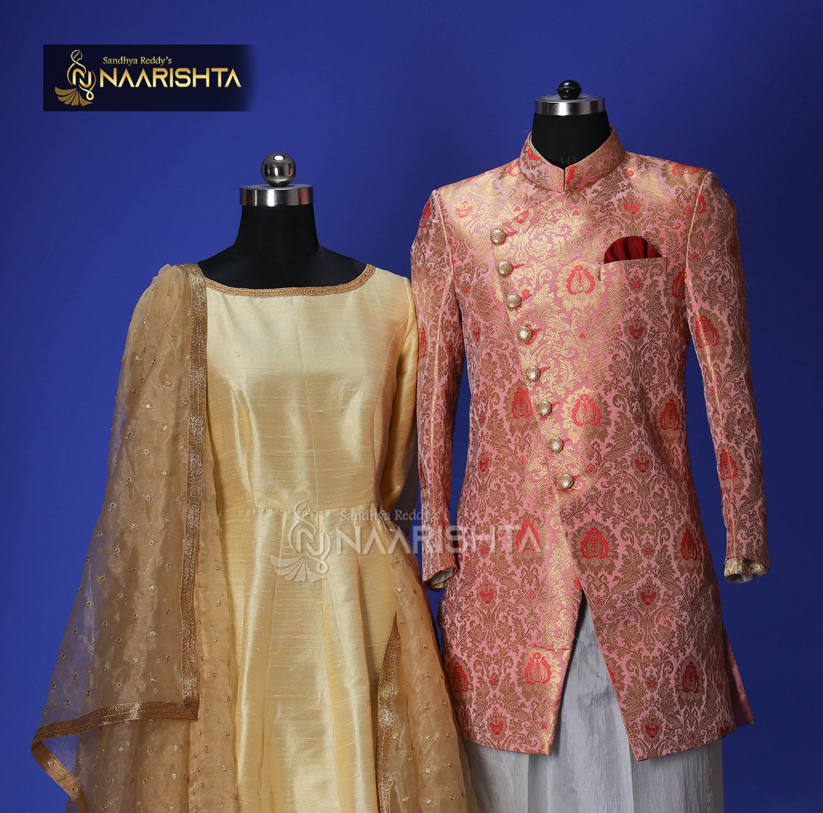 naarishta's tweet photo. Made for a couple! Designed at #Naarishta.

For more: https://t.co/BSx6qGGYMk

#Anarkali #Organzadupatta #Organza #kurta
#sherwani #sherwanidesign #designerwear https://t.co/QIdn5a7W0j