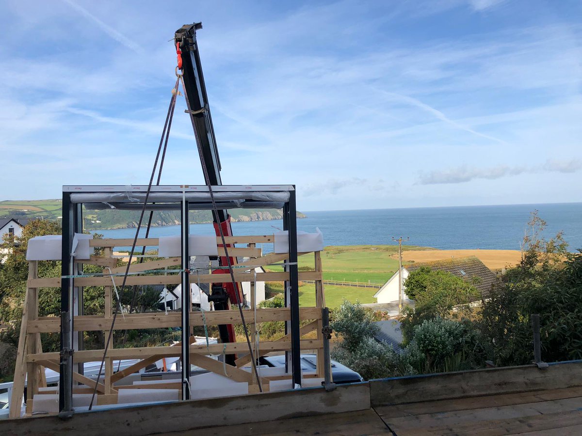 ecohausuk's tweet photo. We don't just advise and supply superb glazing, we offer #FullInstallation anywhere in the UK. Quality windows need careful delivery &amp; quality fitting &amp; our highly experienced teams always like a challenge.
This week we're installing glazing for "Gorwel-For" in Cardigan, Swansea. https://t.co/nG3rmtTezi