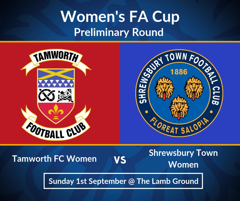 Shrewsbury Town Women (@shrewswomen) on Twitter photo Our Preliminary Round <a href="/TheWomensFACup/">Vitality Women’s FA Cup</a> game takes place this Sunday at 2pm as we take on <a href="/tamworthfc/">Tamworth Football Club</a> women.
Come down to support the team!
🏟The Lamb Ground, Kettlebrook Road,Tamworth, Staffordshire, B77 1AA
#WomensFACup Our Preliminary Round <a href="/TheWomensFACup/">Vitality Women’s FA Cup</a> game takes place this Sunday at 2pm as we take on <a href="/tamworthfc/">Tamworth Football Club</a> women.
Come down to support the team!
🏟The Lamb Ground, Kettlebrook Road,Tamworth, Staffordshire, B77 1AA
#WomensFACup