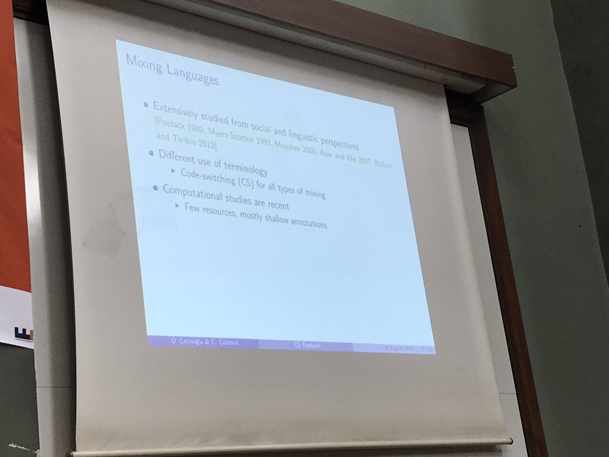 zehavoc's tweet image. #SyntaxFest2019 Starting now with Ozlem Cetinoglu presenting her work on Spoken Code Switching Turkish+German « Challenges of Annotating a Code-Switching Treebank »
With Çağrı Çöltekin