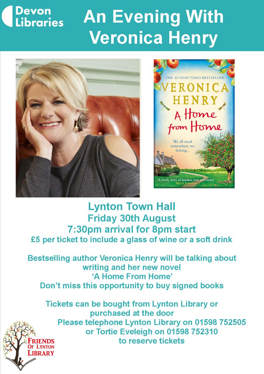Only one day to go, we are all looking forward to our event with <a href="/veronica_henry/">Veronica Henry</a> and hope to see lots of you there! <a href="/TortieEveleigh/">Victoria Eveleigh</a> @LyntonLynmouth <a href="/LyntonLibrary/">Lynton Library</a> <a href="/woody_bay/">Lynton & Barnstaple</a> <a href="/LLCliffRailway/">Cliff Railway Lynton</a> <a href="/Lyntoncinema/">Lynton Cinema</a> <a href="/TownHall_Lynton/">L&L Town Council</a> @LYNTONBOOKSHOP