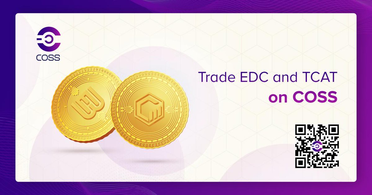 EDCmining's tweet photo. COSS has listed EDC and TCAT - https://t.co/hsq5WKvE5Q
#edc #edcblockchain #tcat #coss #mining #edcmining https://t.co/1rHGGehJSj