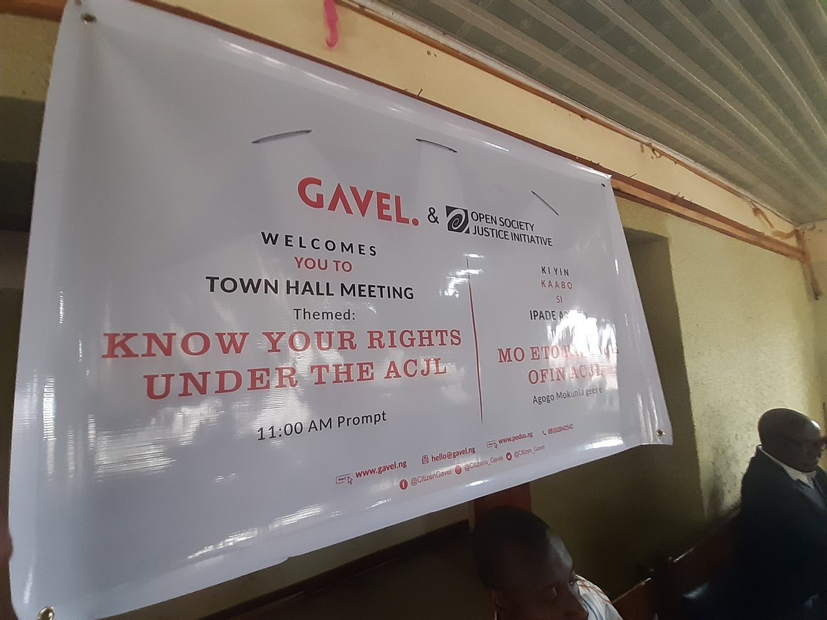 citizen_gavel's tweet photo. Gavel with support from Open Society Justice Initiative organized a town hall meeting in Ibadan to sensitize people about Luanda Guidelines and ACJL (Mo Eto Re) #LuandaGuidelines #ACJL #ACJANG cc @ukwuomaibe @ChidiOdinkalu https://t.co/8k4IKRVE6O
