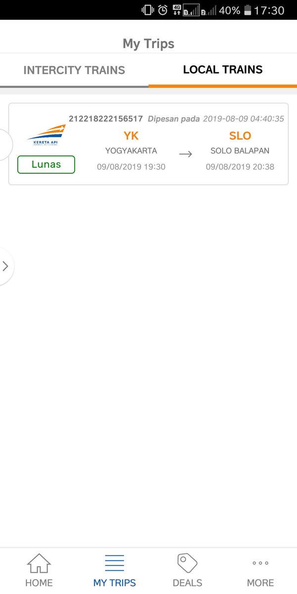 wiradik's tweet photo. Halo @KAI121 ! Hari ini saya dan @AdillaBella melakukan perjalanan menggunakan Prameks LPN - SLO. Namun ketika saya sampai di stasiun dan mengecek aplikasi KAI Access, kode booking/trip saya hari ini (29/08/2019) tidak muncul. https://t.co/hXTskPHRvr