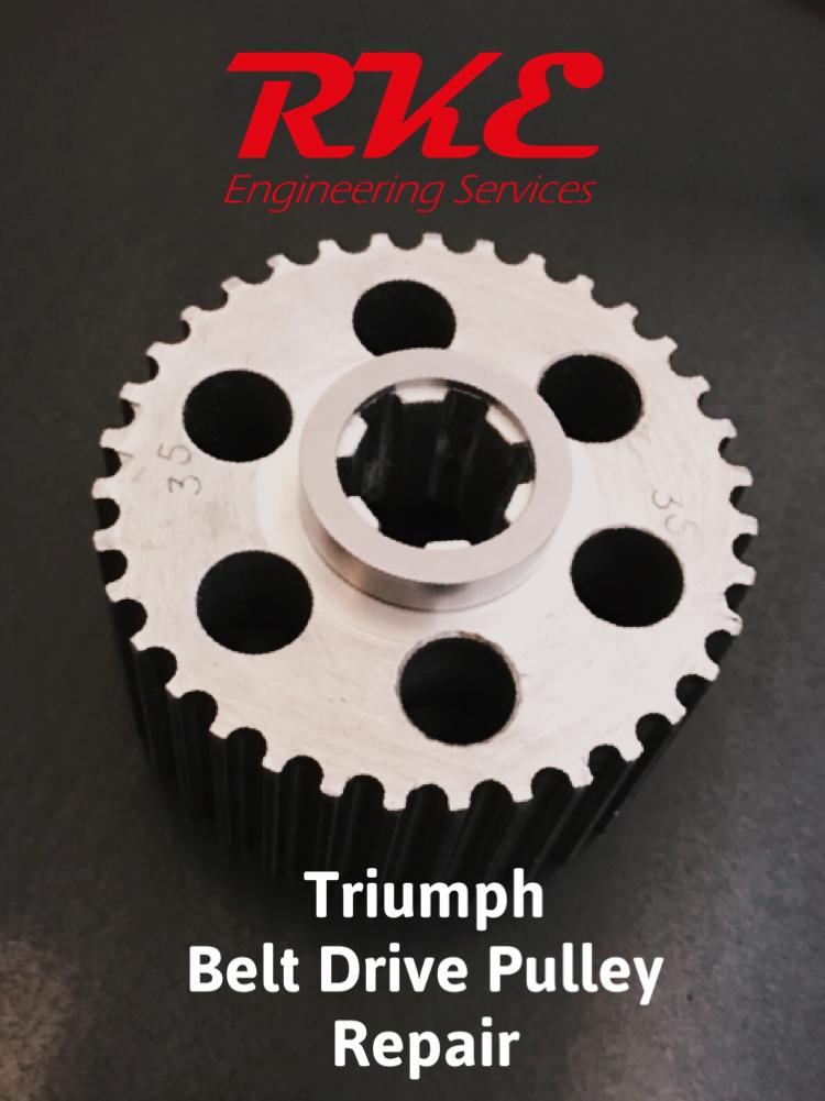 rkeengineering's tweet image. Triumph belt drive pulley repair #repair #parts #triumph #motorcycle #thetford #norfolk #suffolk #britishmade #engineering #solution