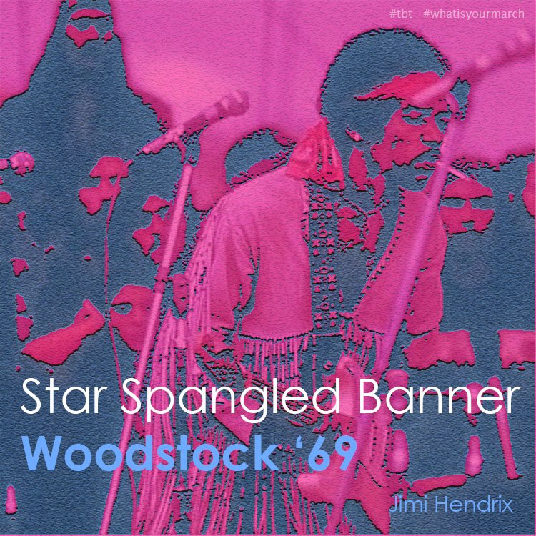 WhatIsYourMarch's tweet photo. Continuing to celebrate #peace, #love &amp; #music with #Woodstock’s 50th Anniversary! 

#JimiHendrix was among one of the many talented souls to take the stage that weekend. He performed a rendition of Star Spangled Spanner that had the crowd mesmerized! 🇺🇸

#WhatIsYourMarch #TBT https://t.co/hDZPTnjnJO