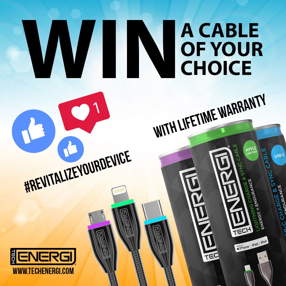 techenergi's tweet photo. ENDS TOMORROW AT 12:00 AM
✅Like this post!
✅Tag a friend who needs a cable to last a Lifetime!
✅Follow our account!

WANT A SECOND TICKET:
✅Subscribe to our newsletter - Visit our website for info!

Competition ends 31st August 2019 https://t.co/Q7rlwJxnY2