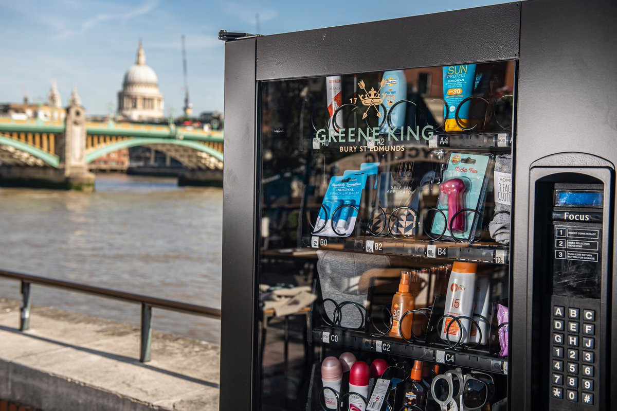 pointOneEPOS's tweet photo. In a slightly odder than usual move, @greeneking have launched beer garden vending machines stocked with everything you may need on a sunny day like sunglasses, flip-flops, shorts, hats, deodorant &amp; sun cream! Good move or would you prefer to see the usual crisps &amp; chocolate?🌞 https://t.co/TXyyekSicq