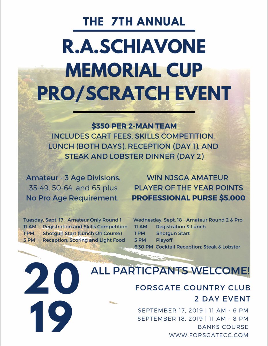 CarolynMAndrews's tweet photo. 35 and older now eligible for the RAS Memorial Cup @forsgatecc Don’t miss out! Pro purse and POY points awarded from @NJSGA1900 and 2 rounds on #Banks course with steak and lobster dinner. @kjpga @vramagli @LuLuCountryClub @OnCourseStrateg @ASchlanger624 @TheCLKGroup 732-656-8959 https://t.co/RCG6q16nXC