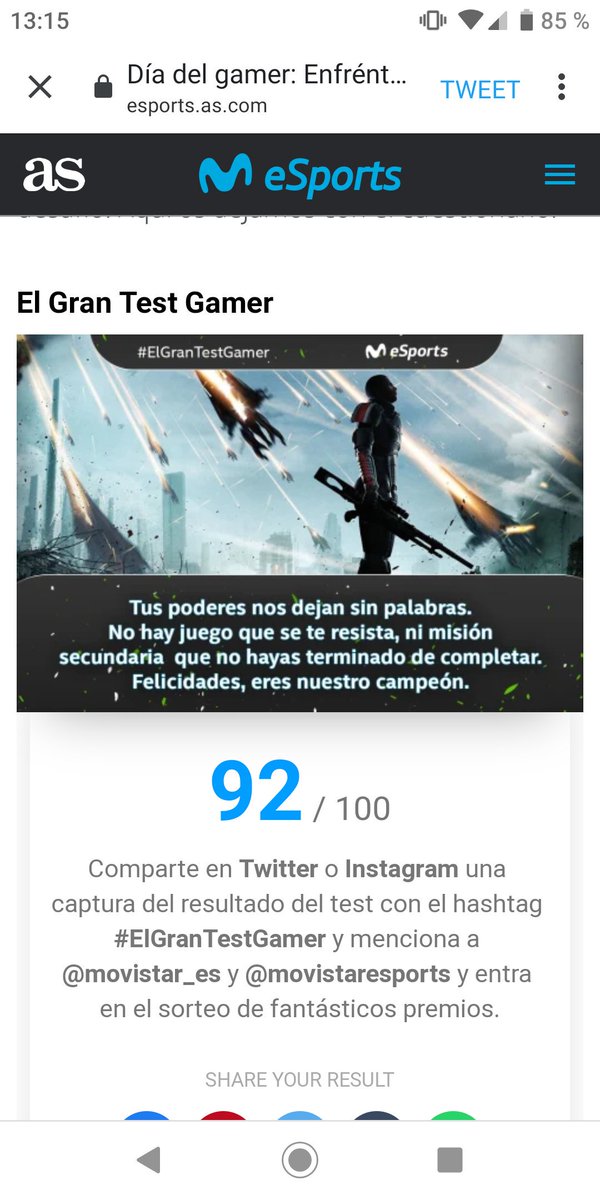 Silviagenz's tweet photo. @MovistareSports @movistar_es #ElGranTestGamer. Ni tan mal, pensé que fallaría mas ☺️☺️. https://t.co/HevfXdwNVq