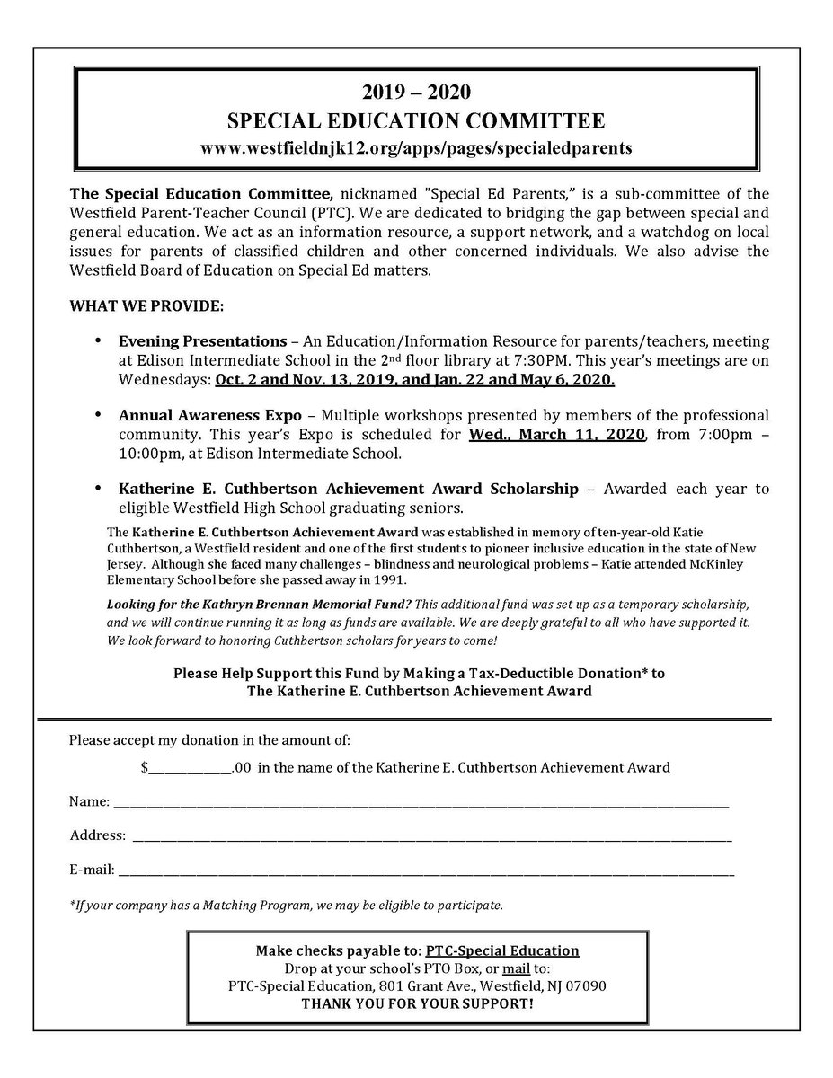 Westfieldnjschools On Twitter Ptc Special Education Cmte Is