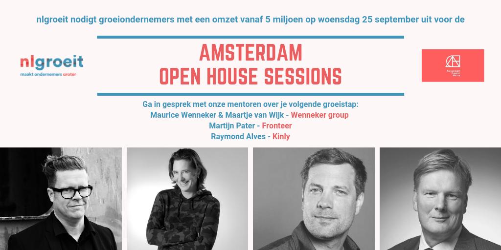<a href="/AMSCapitalHouse/">Amsterdam Capital House</a> stellen onze #mentoren <a href="/Moreece/">Maurice Wenneker</a> en Maartje Van Wijk-Wenneker Group, <a href="/MartijnPater/">Martijn Pater</a> - <a href="/fronteer/">Fronteer</a> en <a href="/raymondalves/">RayTjee</a> - @wearekinly  hun huis open. Ga in #OpenHouseSessions in gesprek met andere groeiondernemers (>5 mln omzet). bit.ly/2LsPL5h