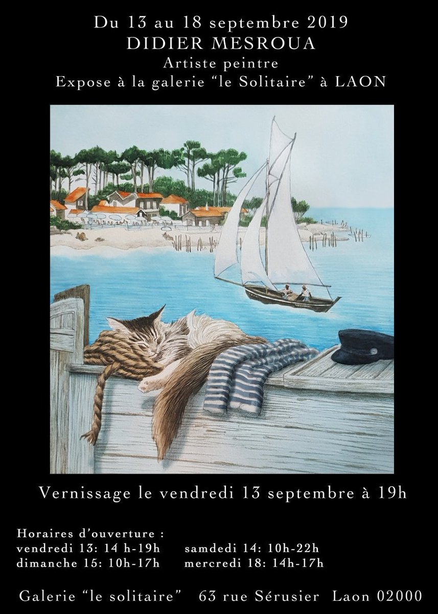 Mesroua4's tweet photo. Prochaine exposition à Laon du 13 au 18 septembre. Vernissage ouvert à tous le vendredi 13 à 19h.
Nocturne le samedi 14 jusqu'à 22h ! https://t.co/PqpLYd5occ