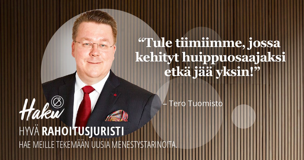 CastrenS's tweet photo. Hyvä rahoitusjuristi – hae meille tekemään uusia menestystarinoita! Lähetä hakemuksesi 9.9. mennessä. https://t.co/dBzN8KngAy #rekry #rekrytointi #rahoitus #castrenrekry #castrenspirit https://t.co/m9FklxUR4g
