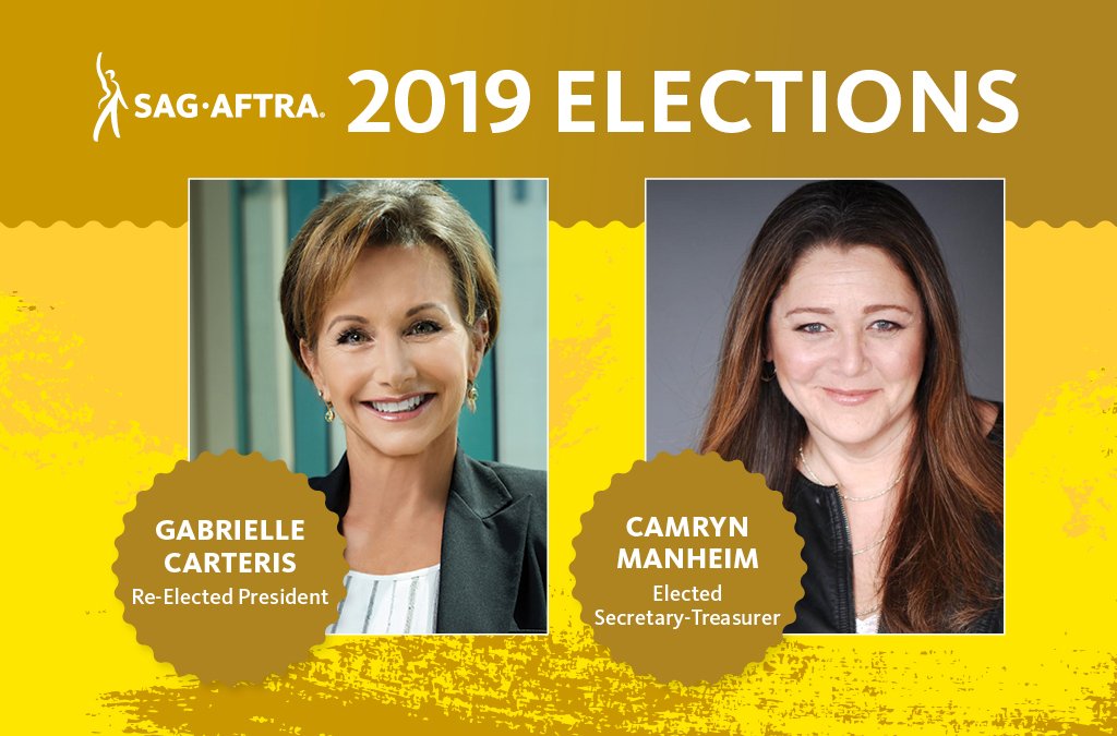 sagaftra's tweet photo. SAG-AFTRA Members Re-Elect Gabrielle Carteris President of Union, Camryn Manheim Welcomed as Secretary-Treasurer https://t.co/s35x2vb2DR https://t.co/kOuIdySvZh