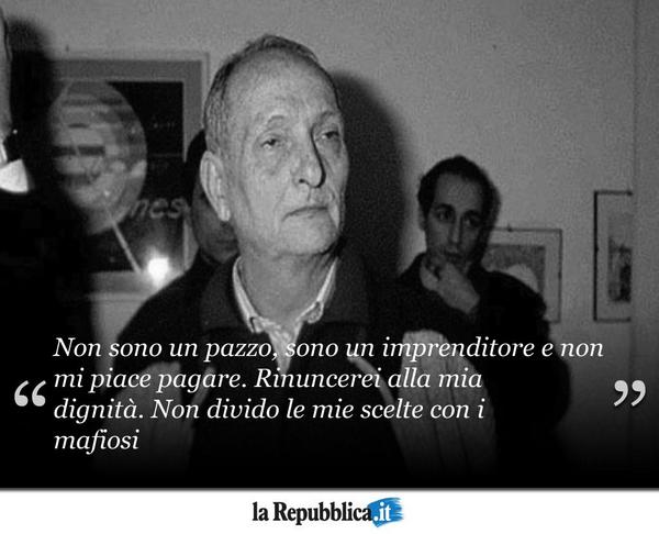repubblica's tweet photo. Il #29agosto 1991 la mafia uccide l'imprenditore palermitano Libero Grassi: si era opposto pubblicamente al racket imposto da Cosa Nostra #AccaddeOggi #LiberoGrassi https://t.co/SivzeufutE