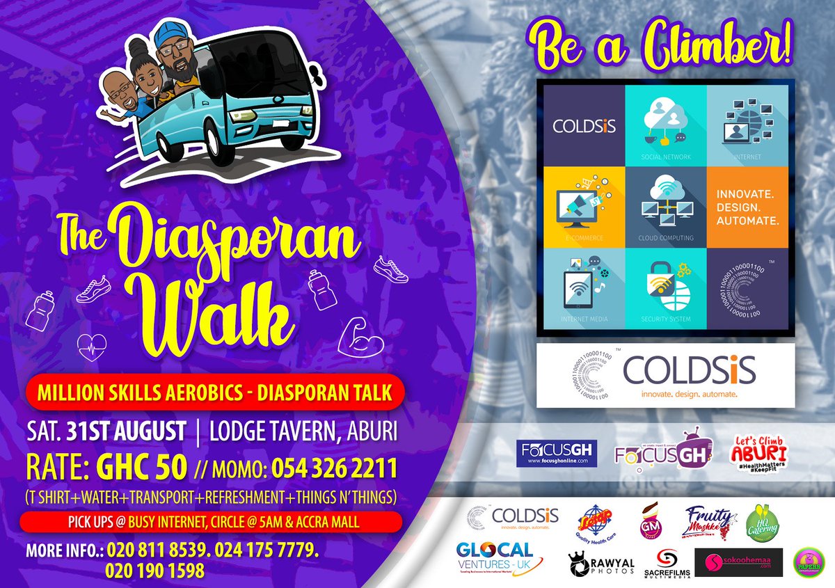focusghonline's tweet photo. Be A 'Climber' like @coldsis_ghana Limited! 🔥👣👉🏾👟

#LetsClimbABURI - 'The Diasporan Walk'
Saturday, 31st August @ 5am

Event powered by Focus GH Online Focusghtv

#HealthMatters #KeepFit #Focusghonline #Focusghtv #JamestownToJamestown #YearOfReturn https://t.co/f68z8PaUuO