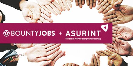 bountyjobs's tweet photo. So excited to announce our strategic partnership with Asurint! https://t.co/Ia03Dt8YMY @VerifyEveryHire #recruitingpartnership https://t.co/V7sqLdSzNS
