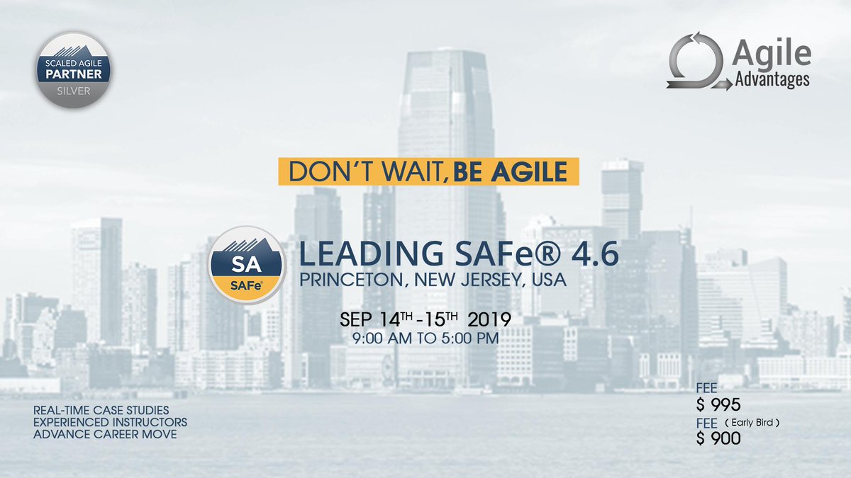 AgileAdvantages's tweet photo. During this two-day training course, attendees will gain the knowledge necessary to lead a Lean-Agile enterprise by leveraging the Scaled Agile Framework.
#AgileAdvantages #safe #Framework #Training #ThursdayThoughts #ThursdayMotivation https://t.co/e9peOJpKDZ