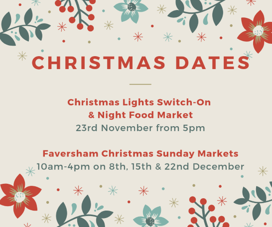 BestOfFaversham's tweet photo. It may still be August, but it's not too early to add Christmas dates to your diary! Here are dates for Faversham Market's Christmas events - all taking place in Market Place and Court Street.
Check out https://t.co/Sqz3j1V1Uz  for more information
🎅🎄🎁 https://t.co/DkOO4cKrUE