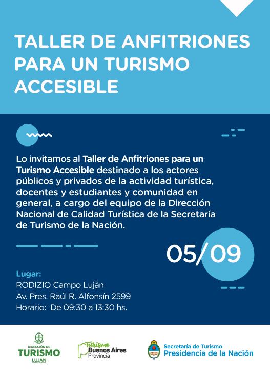 👉 Si sos parte de la comunidad turística te invitamos al #TallerDeAnfitrionesParaUnTurismoAccesible a realizarse en Rodizio Campo, Av. Raúl Alfonsín 2599, Luján, el próximo jueves 5 a las 9:30 hs. ¡Te esperamos!